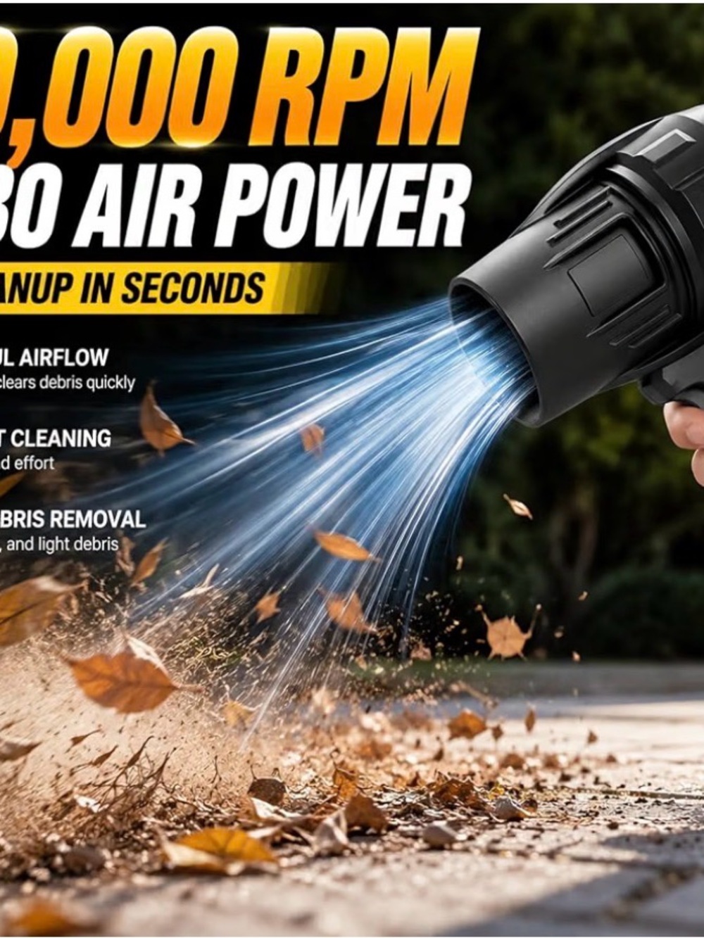 Portable Cordless Leaf Blower - Black